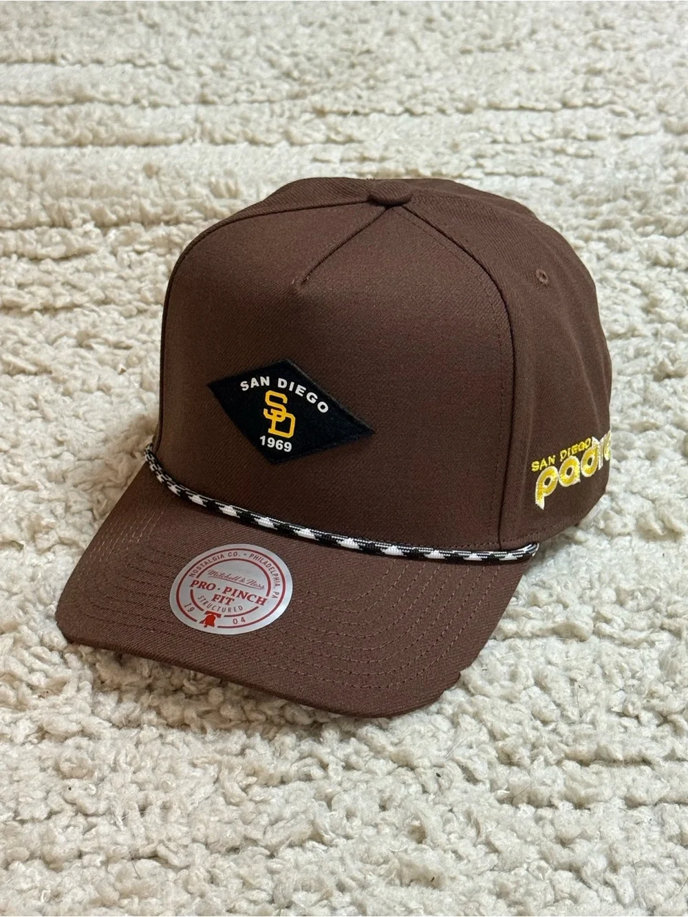 Mitchell & Ness San Diego Padres Brown Fine Print Pro Pinch Snapback Hat